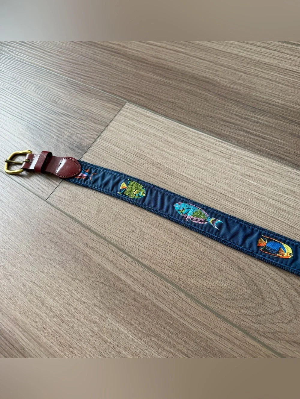 Leather Man Limited Navy Blue Fish Belt size 44